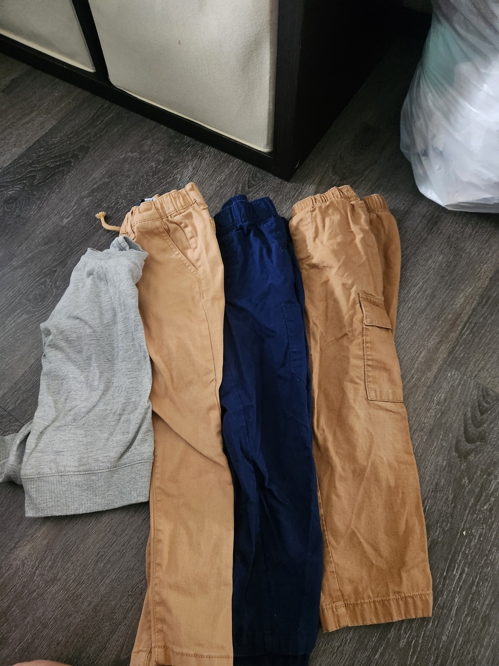Kids Stretch Cargo Pants - Navy and Tan Size 4t 3 Pants And 1 Long Sleeve Shirt